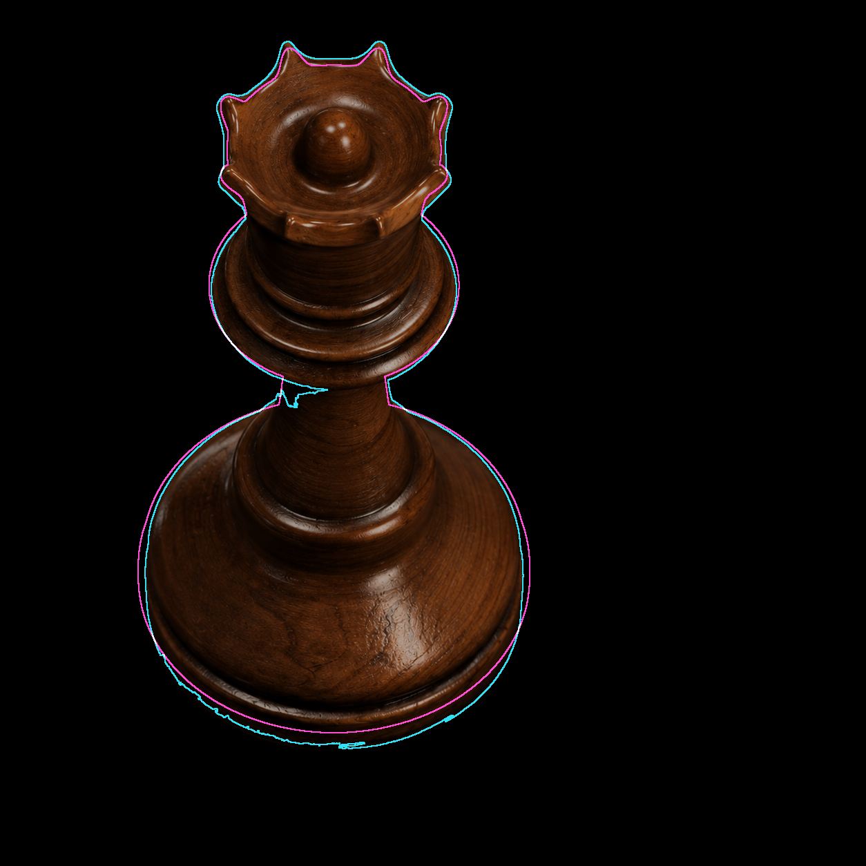 Reference contour in cyan and reconstructed model contour in magenta